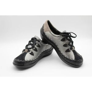 Ziera Womens Allsorts Pewter Leather Lace Up Shoes Size 41 M US 10.5